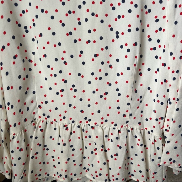 H&M White W/Red, Blue Polka Dot Peplum Blouse Size 10 NWT $24.95 - Picture 6 of 11